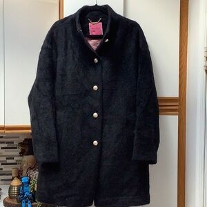 Kate Spade Faux-Fur Pearl Button Teddy Coat